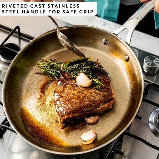 Oliver by Tefal Cook Smart Uncoated 18/10 Stainless Steel Twin‑Pack E21106G1, All‑Hob Induction Cookware Set, Oven & Dishwasher Safe